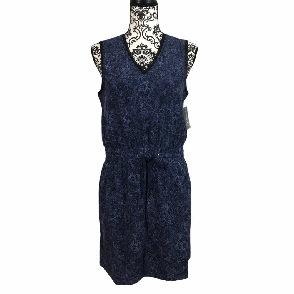 Ideology Women's Blue Black Snake Print Dress Drawstring Waist Athleisure - Picture 3 of 9